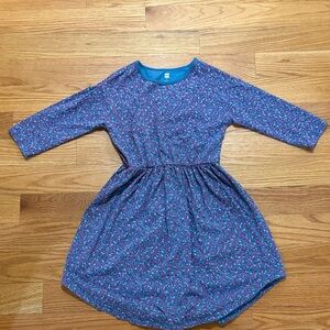Tea collection size 12 Floral Blue and Pink Kids Dress with 3/4 length sleeves
